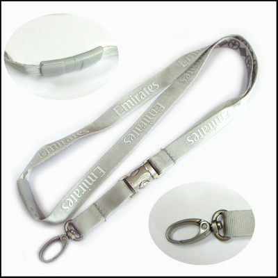 Fashion factory nylon lanyards with customzied logo and metal insert buckle
