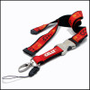 Red  satin woven logo neck lanyards for promotional with phone string