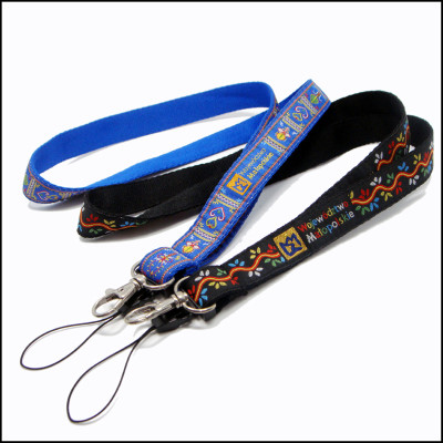 Phone holder necklace lanyards with custom logo woven satin