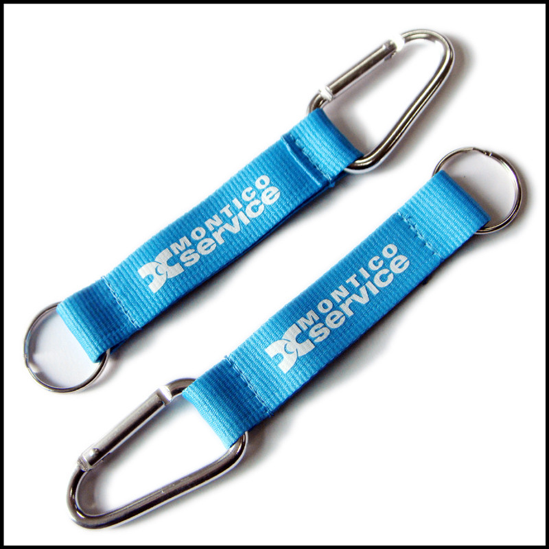 blue polyester key chain strap