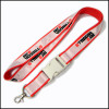 Promotion machine sewing satin ribbon lanyards with white plastic buckle