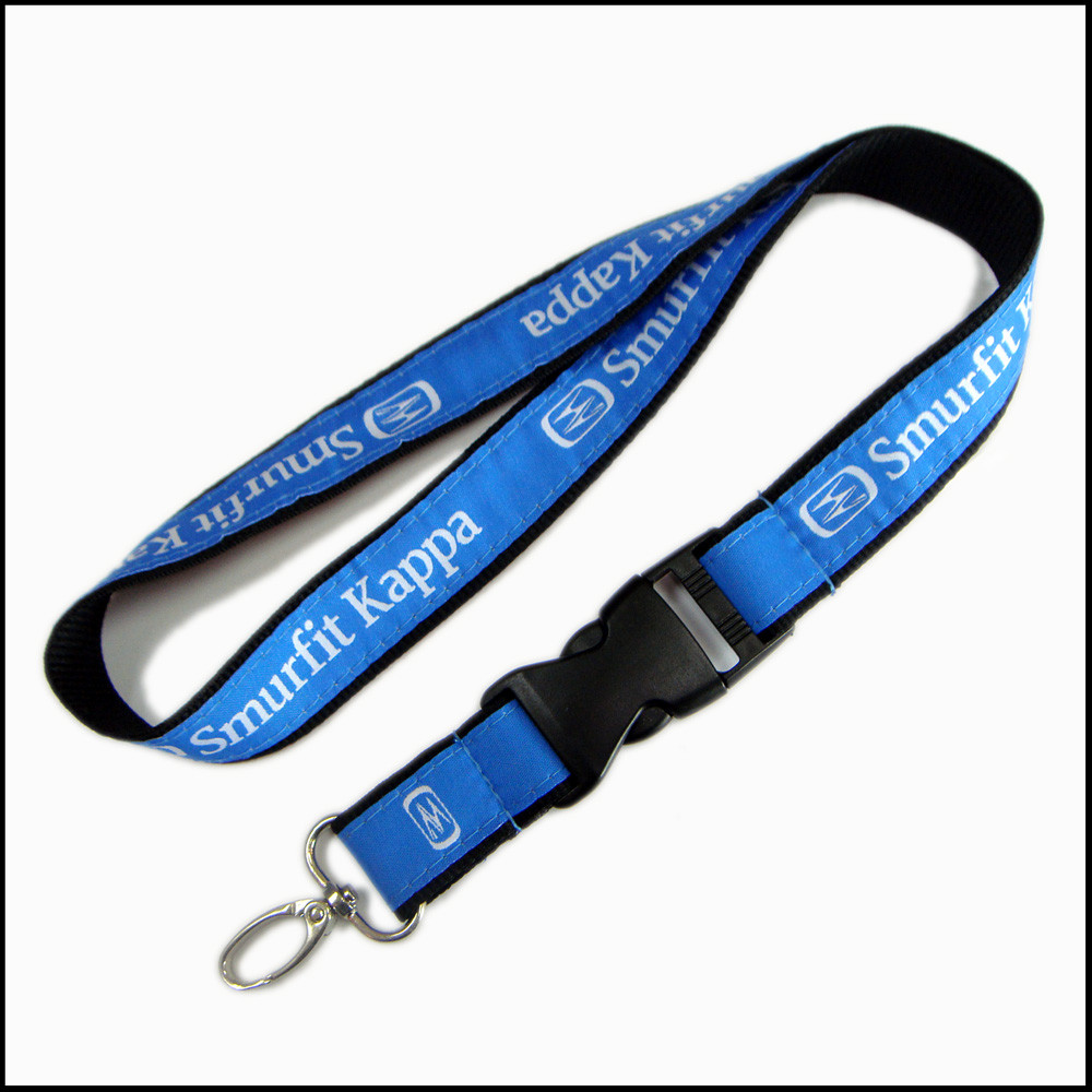 High quality polyester satin neck lanyard with custom fittings