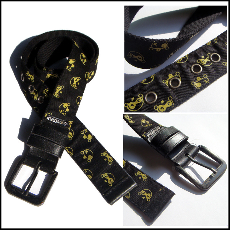 Fashion fabric belt with metal buckle and leather 