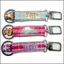 Popular PVC name key holder polyester straps for gift