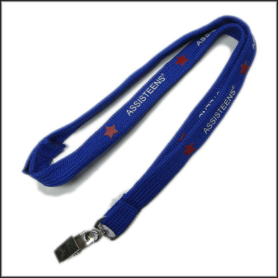 White safety buckle white polyester tubular neck lanyards with printed logo