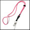 Fashion round woven logo lanyards made of high elastic cord with PU and key ring