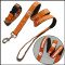 Reflective logo dog callor and leaches with leather and polyester material