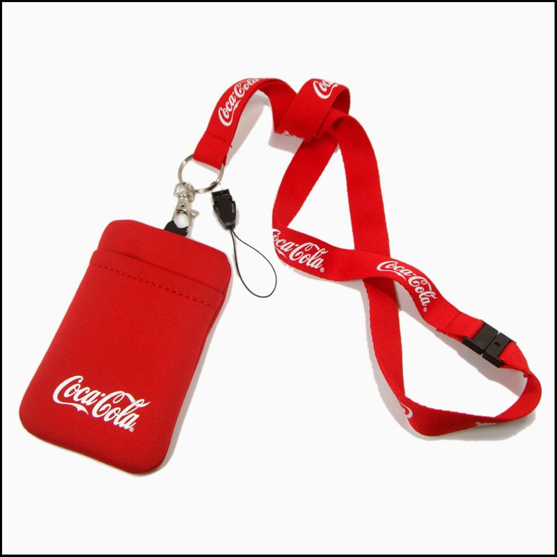 polyester lanyards with cell phone purse