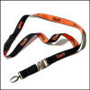 Two color polyester woven custom logo neck lanyard with metal buckle