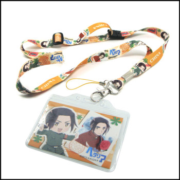 Cartoon logo polyester neck lanyards with PVC card bag for kids