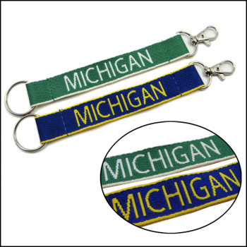 Woven name logo polyester key chain straps for sales