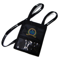 Black pouch badge with polyester lanyards