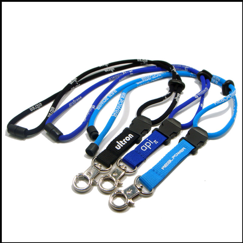woven logo round lanyards match release buckle 