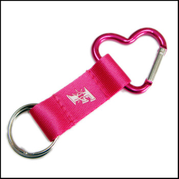 heart-shaped carabiner hook nylon short strap for key holder