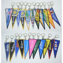 Triangle satin key Fobs with woven custom logo for sell gift