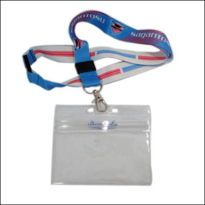 Sublimation logo lanyards with sheer PVC card holder