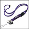 Purple round soft polyester woven logo neck lanyard silicon logo on plain strap