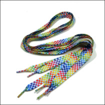 Sublimation grid square iridescence logo polyester leisure shoelaces