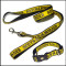 Yellow polyester satin printed logo dog leashes and collar