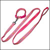 Sublimation logo polyester pink satin dog leashes and matching collars