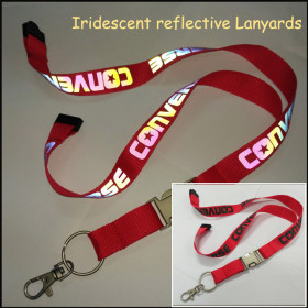New fashion products iridescent reflective logo neck lanyards