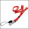 Red polyester tubular neck lanyard with plastic adjuster buckle