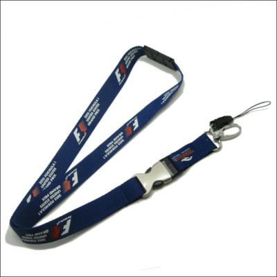 different printed logo on two sides neck straps with half metal half plastic release buckle