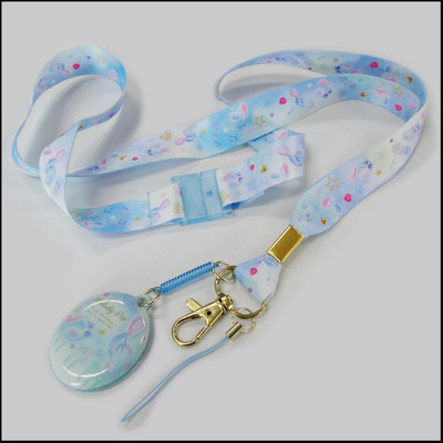 Thermal transfer lovely pattern mobile phone cleaner polyester hang lanyards