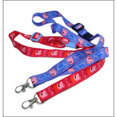 Piggy page series heat transfer for children with adjustable id ties polyester neck lanyard