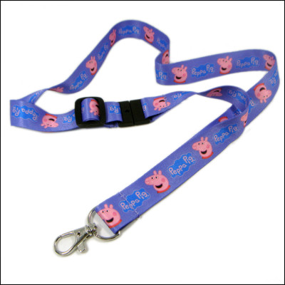 Piggy page series heat transfer for children with adjustable id ties polyester neck lanyard