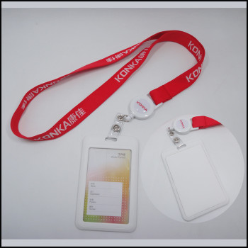 Polyester tether certificate card set sling business employee work card holder retractable lanyard