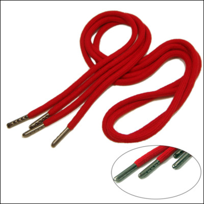 The new style bright red cotton thick drawstring metal ends shoelaces