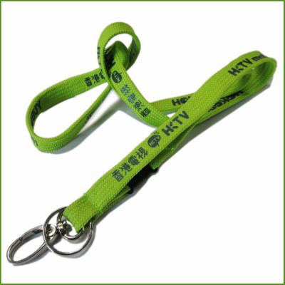 Metal lanyard hook Green polyester  tubular promotional imprinted lanyard