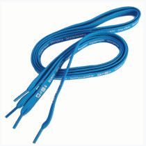Blue tubular custom logo polyester fabric shoelaces