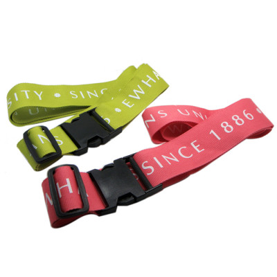 Green, pink, custom color polyester silk-printed logo luggage strap cause badge belt