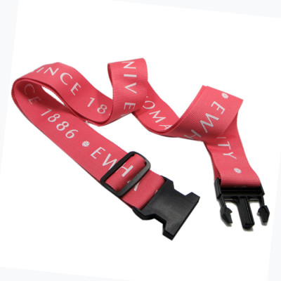 Green, pink, custom color polyester silk-printed logo luggage strap cause badge belt