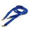 Blue polyester tubular printed custom logo metal tip shoelaces