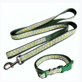 Reflective strong safety label nylon satin custom logo pet collar dog leash