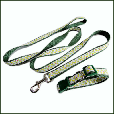 Reflective strong safety label nylon satin custom logo pet collar dog leash