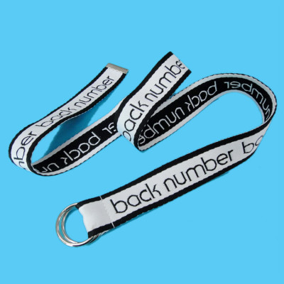 Soft fashion black and white plain coloured jacquard letters double loop fashion belt