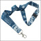 Blue color custom logo woven on satin fabric double layers lanyards