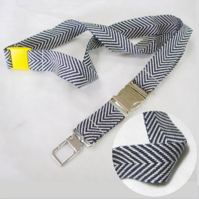 100% cotton woven fabric strap metal buckle staff card neck lanyards
