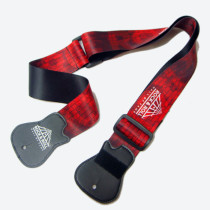 Red sublimation logo polyester and leather guitar holder straps