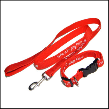 Red High-density jacquard woven label with dog leash pet collar dog strap