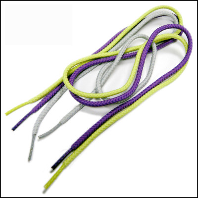 Light color polyester round shoelaces with square special tip