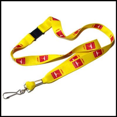 Yellow sublimation custom logo swivel J hook business name card holder lanyard