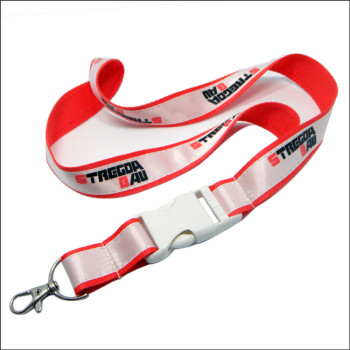 White plastic buckle custom promotional satin lanyards manufacture