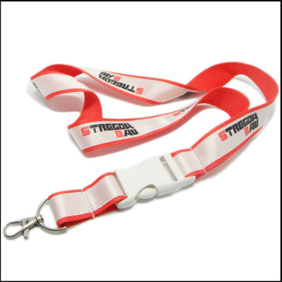 White plastic buckle custom promotional satin lanyards manufacture