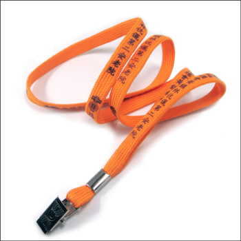 Bulldog clip name card badge polyester tubular promotional imprinted lanyards