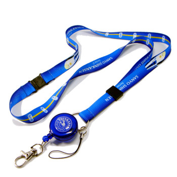 Factory making sublimation business name card holder lanyard with retractable reel